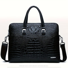 Crocodile Pattern Men's Handbag Business Ready Documents Laptop Commute