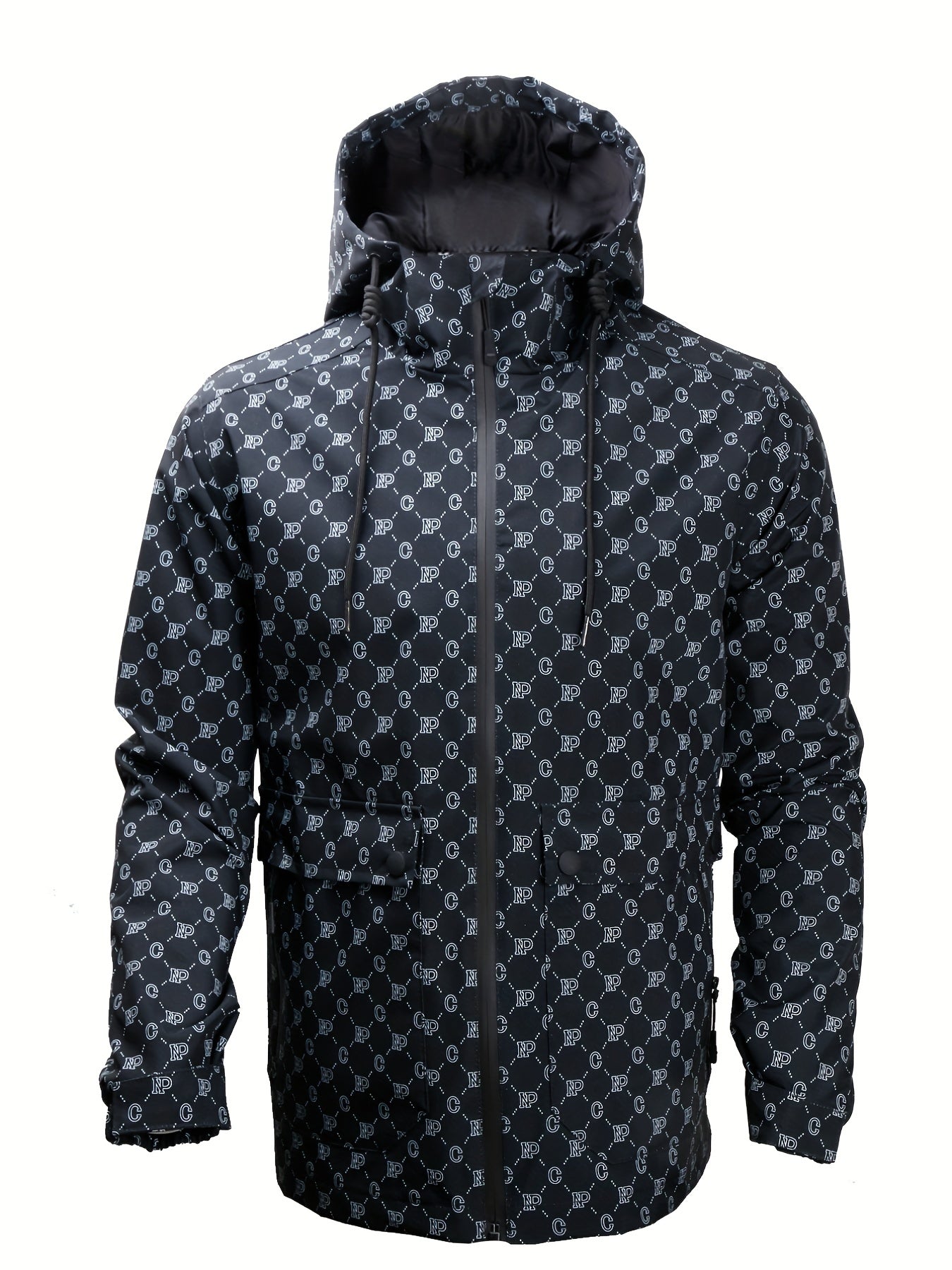 Men's Monogram Lightweight Hooded Windbreaker Jacket Coat