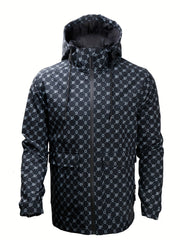 Men's Monogram Lightweight Hooded Windbreaker Jacket Coat