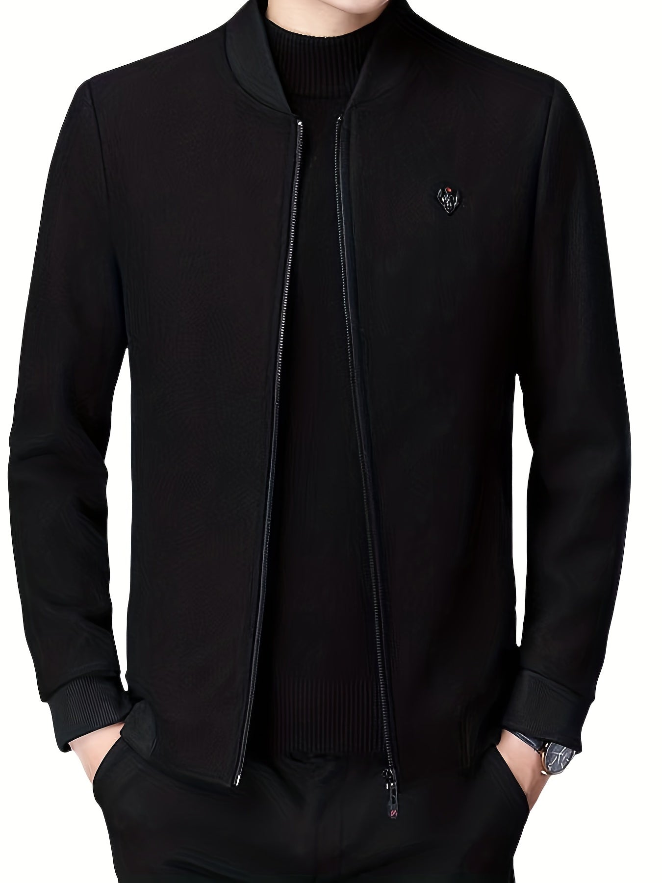Men's Woolen Coat Casual Long Sleeve Cotton Thickened Jacket