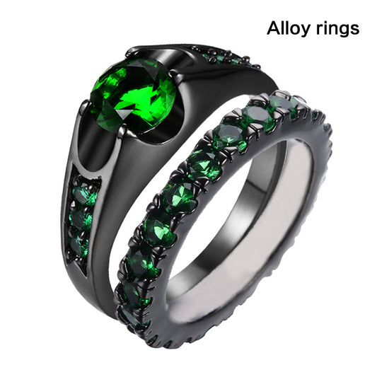 Gemstone Couple Ring Jewelry Accessories Engagement Wedding Hand Jewelry