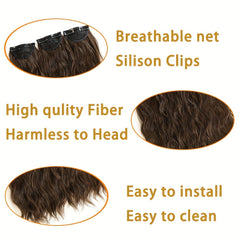 3pcs Water Wave Clip-In Hair Extensions for Women Natural Curly Hair Pieces