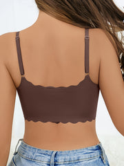 Scallop Trim Wireless Bra Stretch Intimates Lingerie