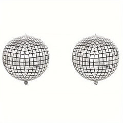 2pcs Disco Ball Balloons Metallic Mirror Balloon Dance Party Decor