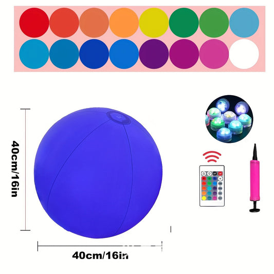 40" Light Up Inflatable Beach Ball With LED Lights - 16 Colors & 4 Modes
