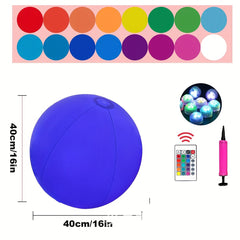 40" Light Up Inflatable Beach Ball With LED Lights - 16 Colors & 4 Modes