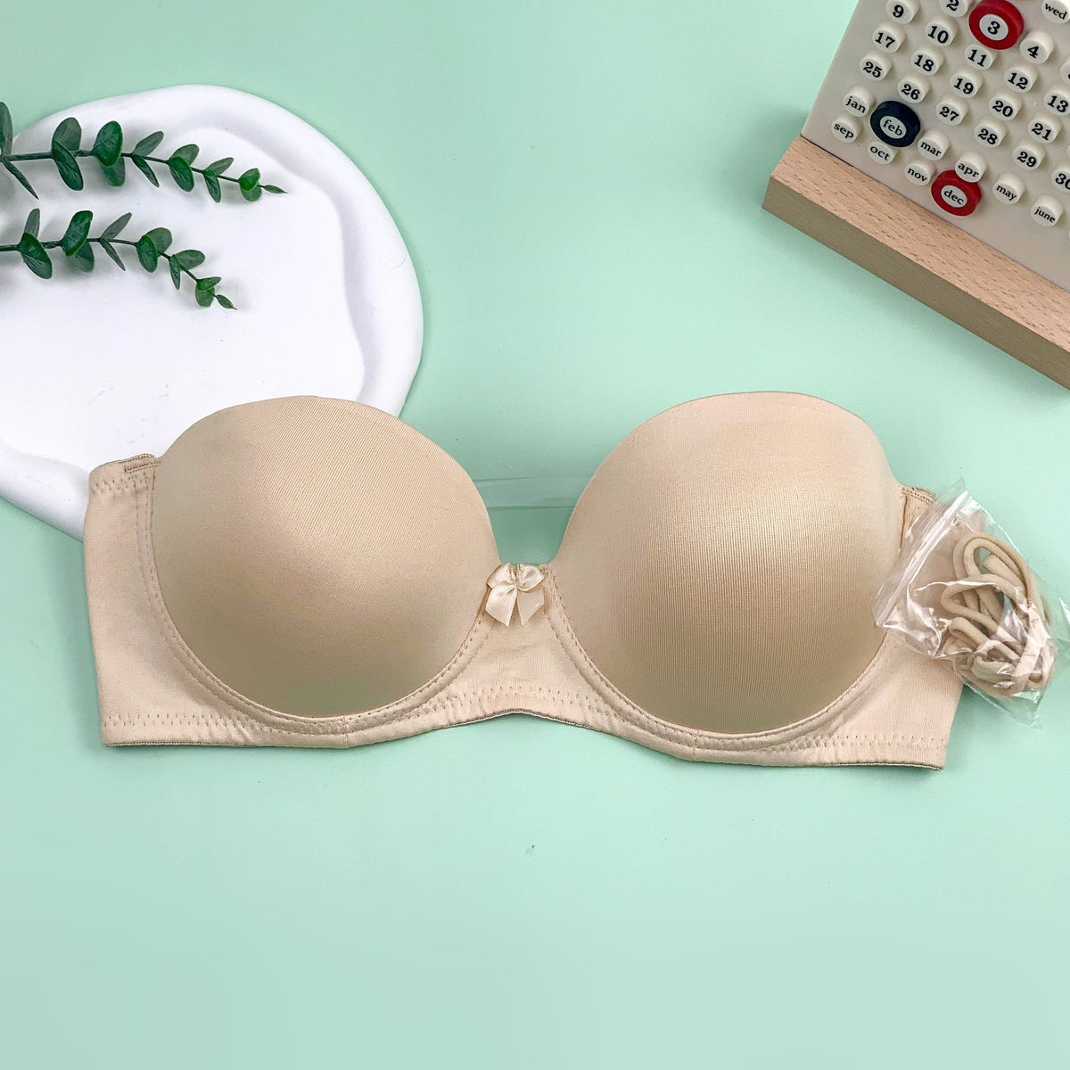Bow Push Up Bras Comfort Sheer Back Removable Strap Everyday Bra