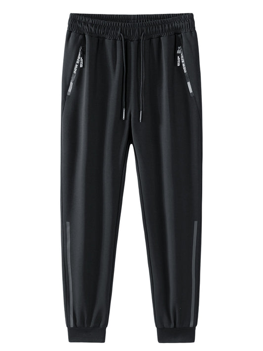 Zipper Pockets Knitted Joggers Men s Casual Solid
