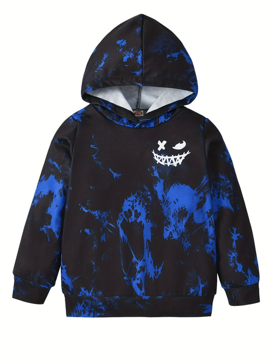 Evil Smiling Tie Dye Boys Hooded Sweatshirt