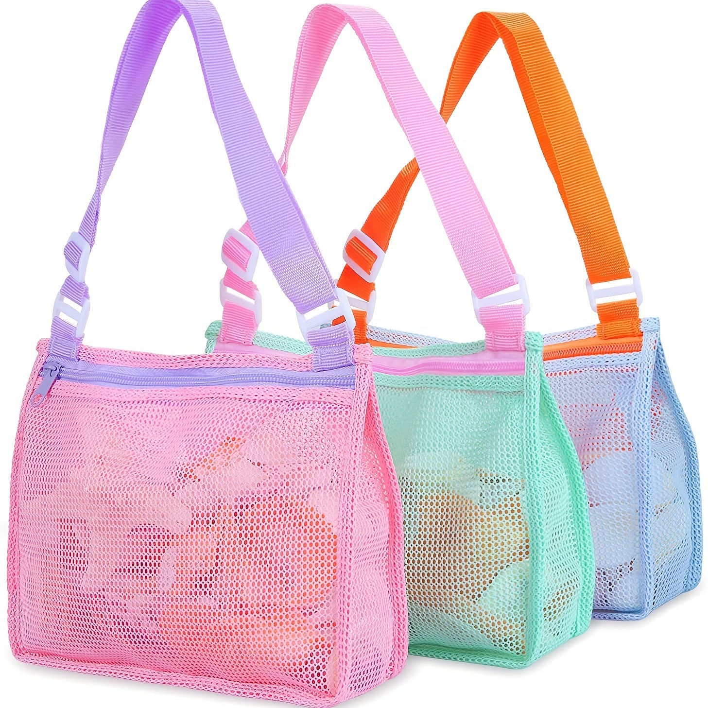 Kids Beach Toy Mesh Bag Seashell Tote for Shells & Toys