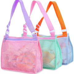 Kids Beach Toy Mesh Bag Seashell Tote for Shells & Toys