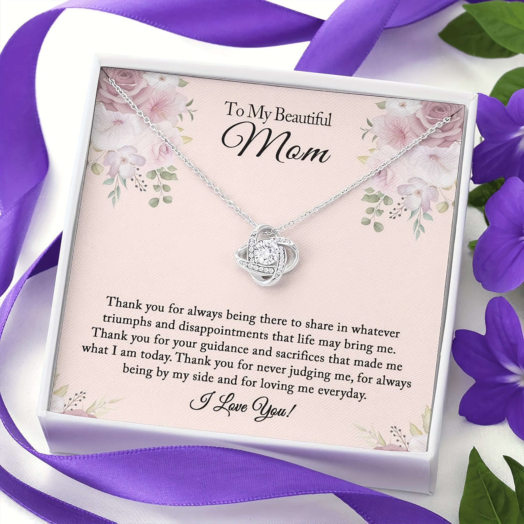 Mom Rhinestone Necklace Birthday Gift From Daughter Son