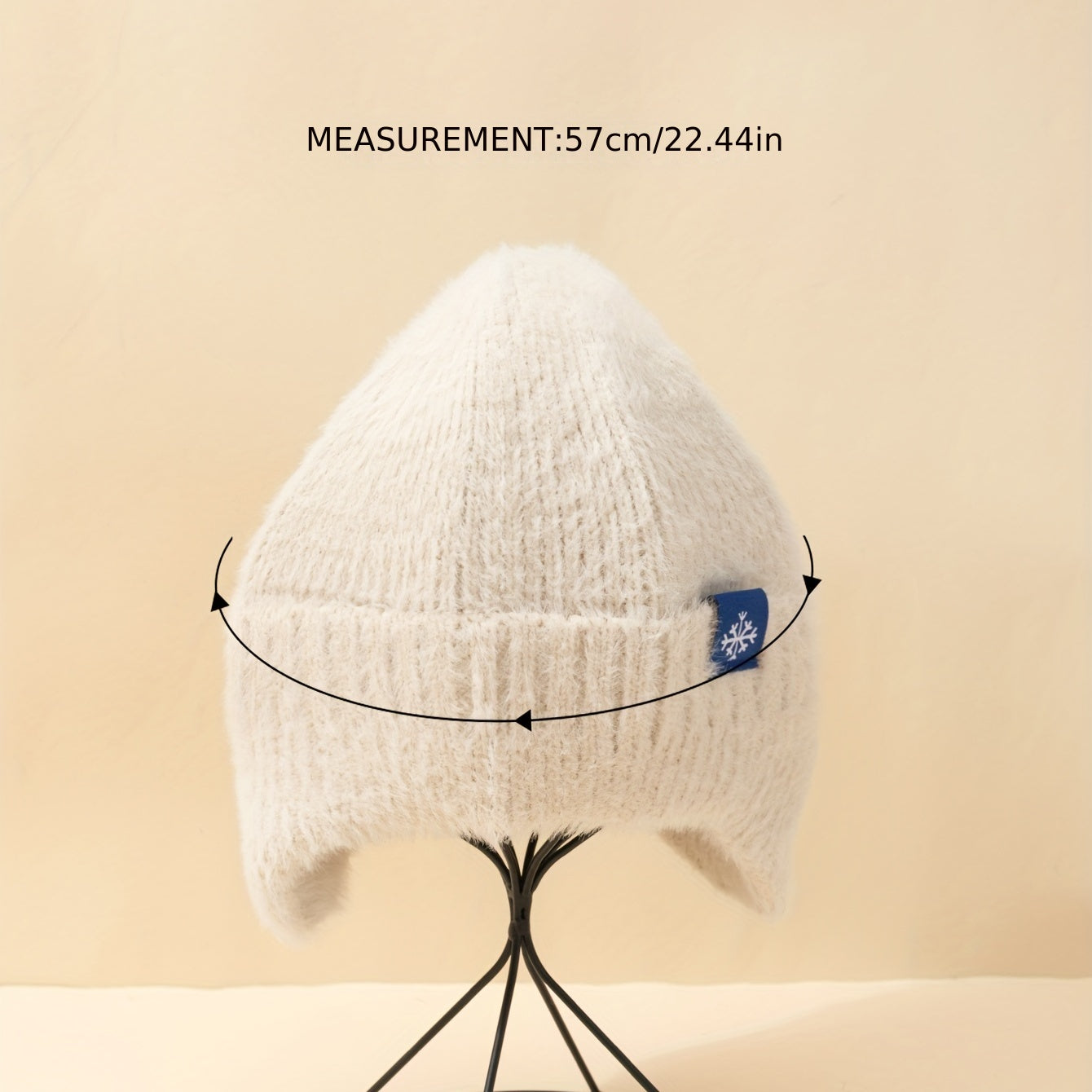 Snowflake Knit Hat Plush Windproof Beanie