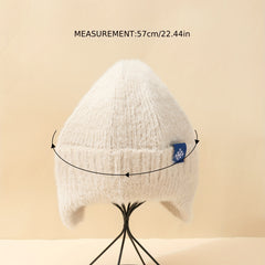 Snowflake Knit Hat Plush Windproof Beanie