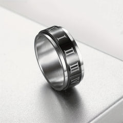 Stainless Steel Roman Numeral Spinner Ring - Anti Anxiety Spinner Rings