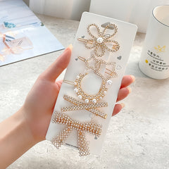 Vintage Geometric Hair Clips Set with Faux Pearl and Crystal Acrylic