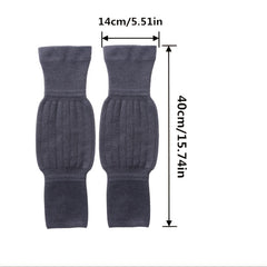 Thick Wool Knee Pad Leggings Long Sleeve Warm Knitted Cold Legs