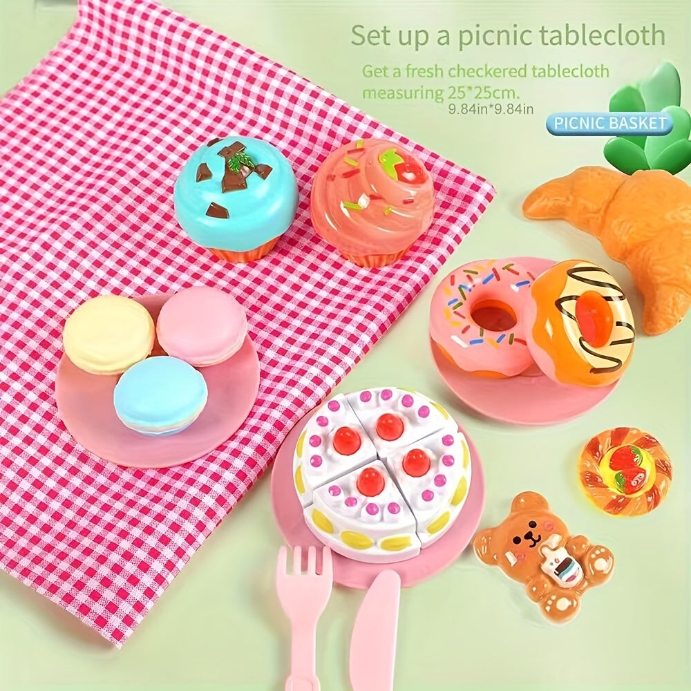 Tea Party Picnic Basket Set Pretend Play Food