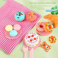 Tea Party Picnic Basket Set Pretend Play Food