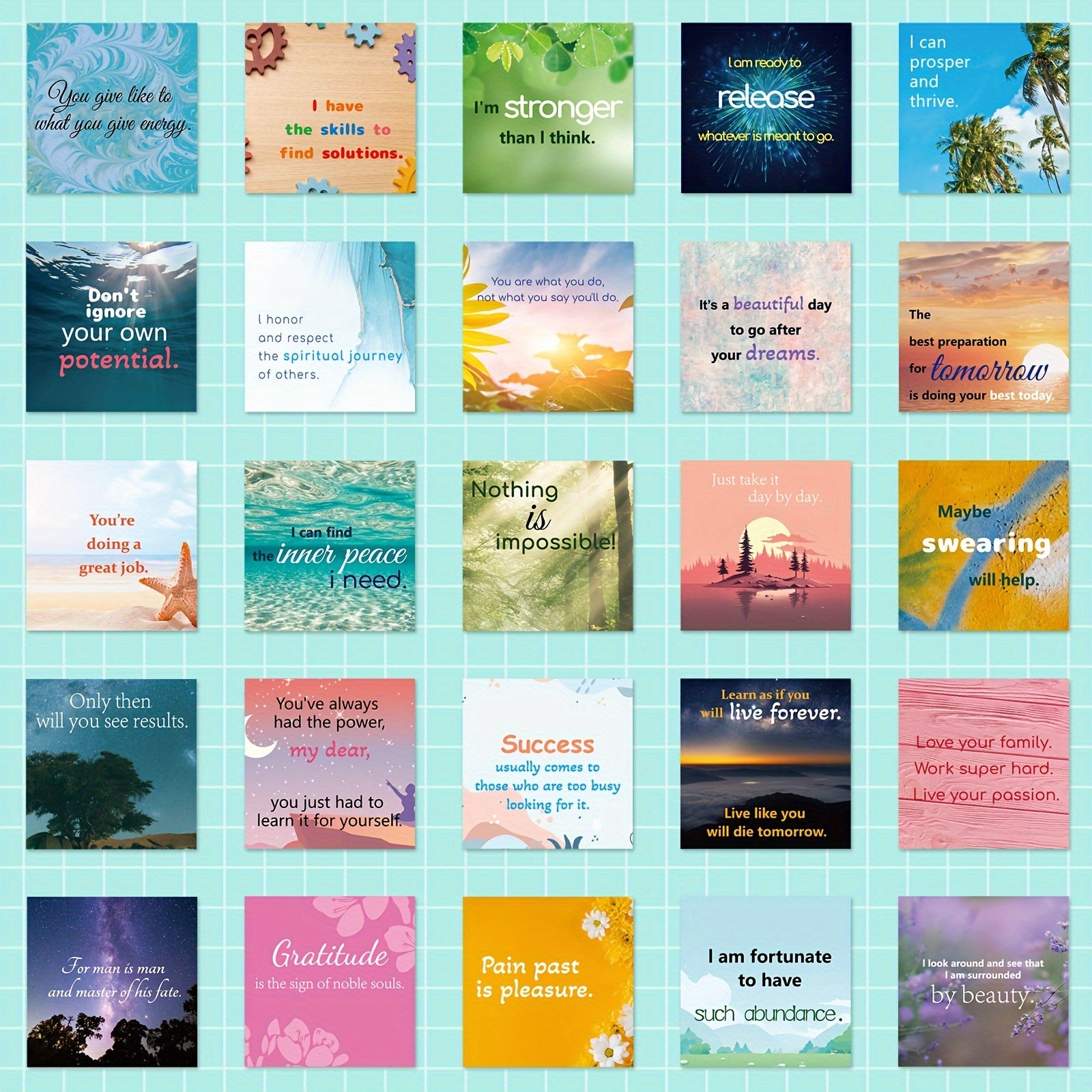 50pcs Inspirational Quotes Laptop Waterproof Vinyl Positive Stickers Easter