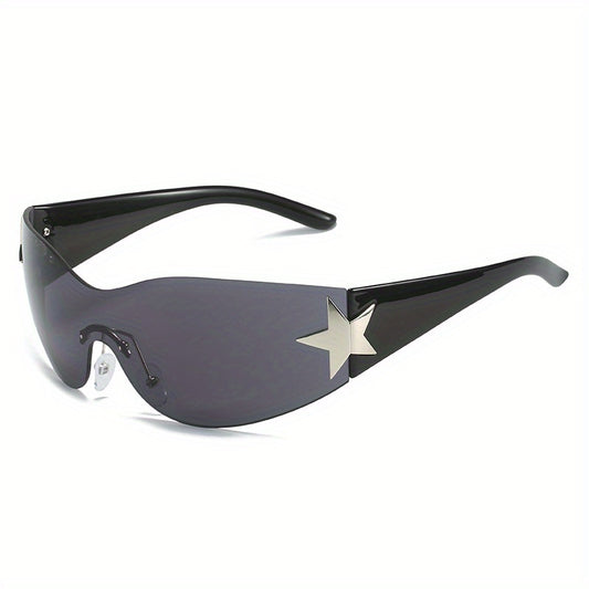 Y2K Wrap Around Sunglasses Gradient Lens Star Decor Glasses UV400