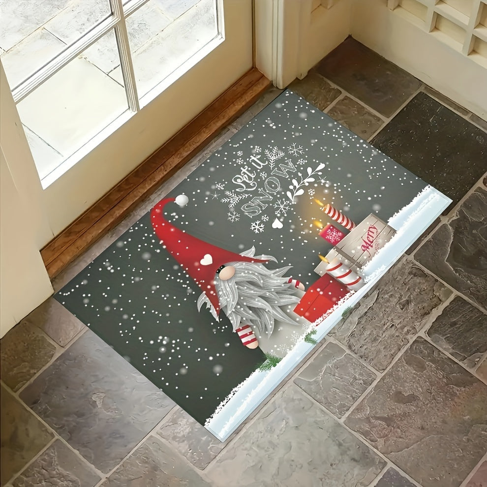 Winter Snow Gnomes Pattern Area Rug Soft Non Slip Absorbent Floor Mats