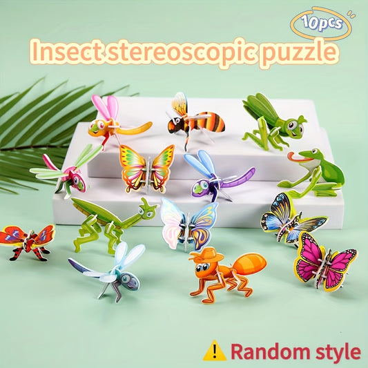 10pcs Insect 3D Jigsaw Puzzle Toy Intelligence Splicing