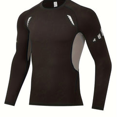 Men's Solid Compression Shirt Breathable Long Sleeve Top