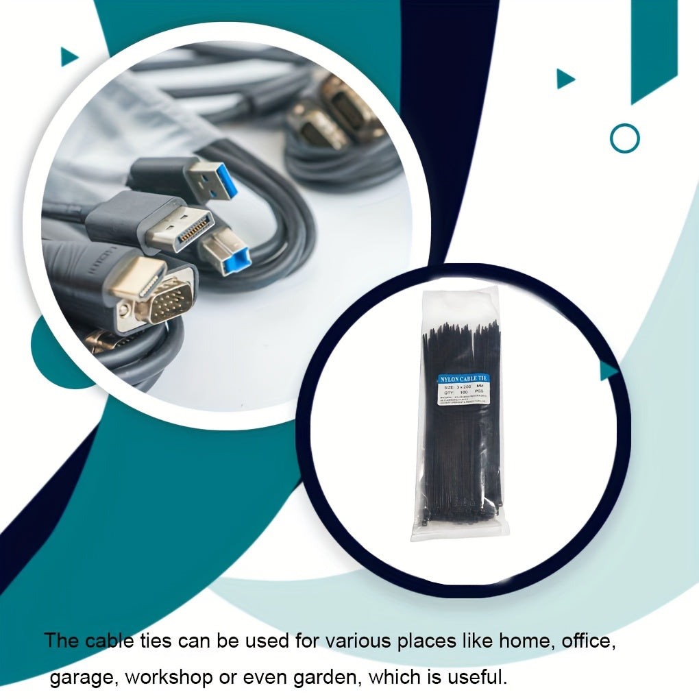 100pcs Self Locking Cable Tie With Binding Size Plastic And Binding Tape