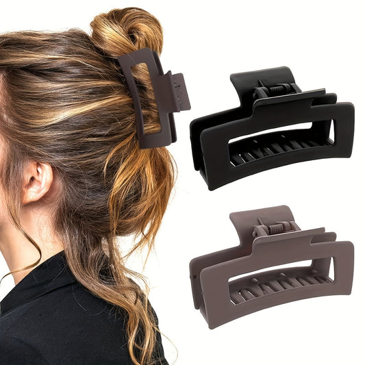 2pcs Hollow Solid Hair Claw Nonslip Ponytail Holder Women Girls Hair Clip