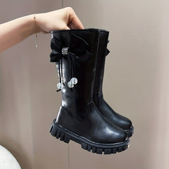 Bowknot Comfortable Boots For Girls Soft Warm Plus Fleece Boots