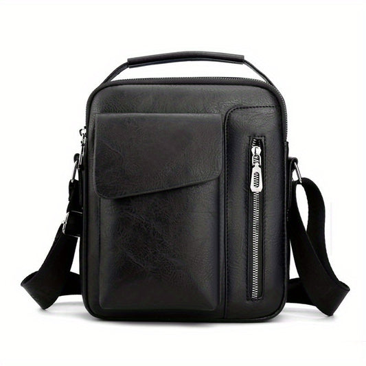 Men's Leather Crossbody Bag Vertical Multifunctional Shoulder Bag