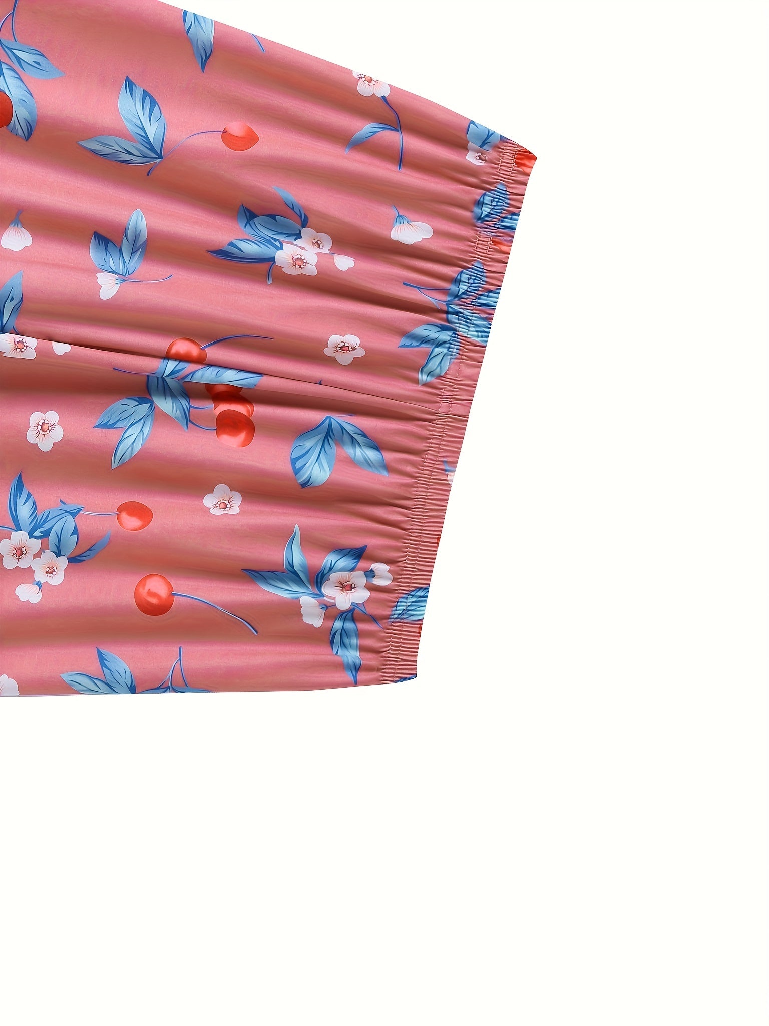Floral Print Plus Size Pajama Shorts Elastic Waist Stretch Home Wear