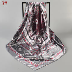 Floral Print Square Turban Silk Head Scarf Lightweight Scarf Bandana