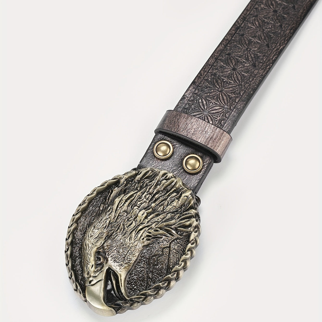Men's Eagle Belt PU Leather Floral Belt Casual Jeans Western Cowboy Waist Strap
