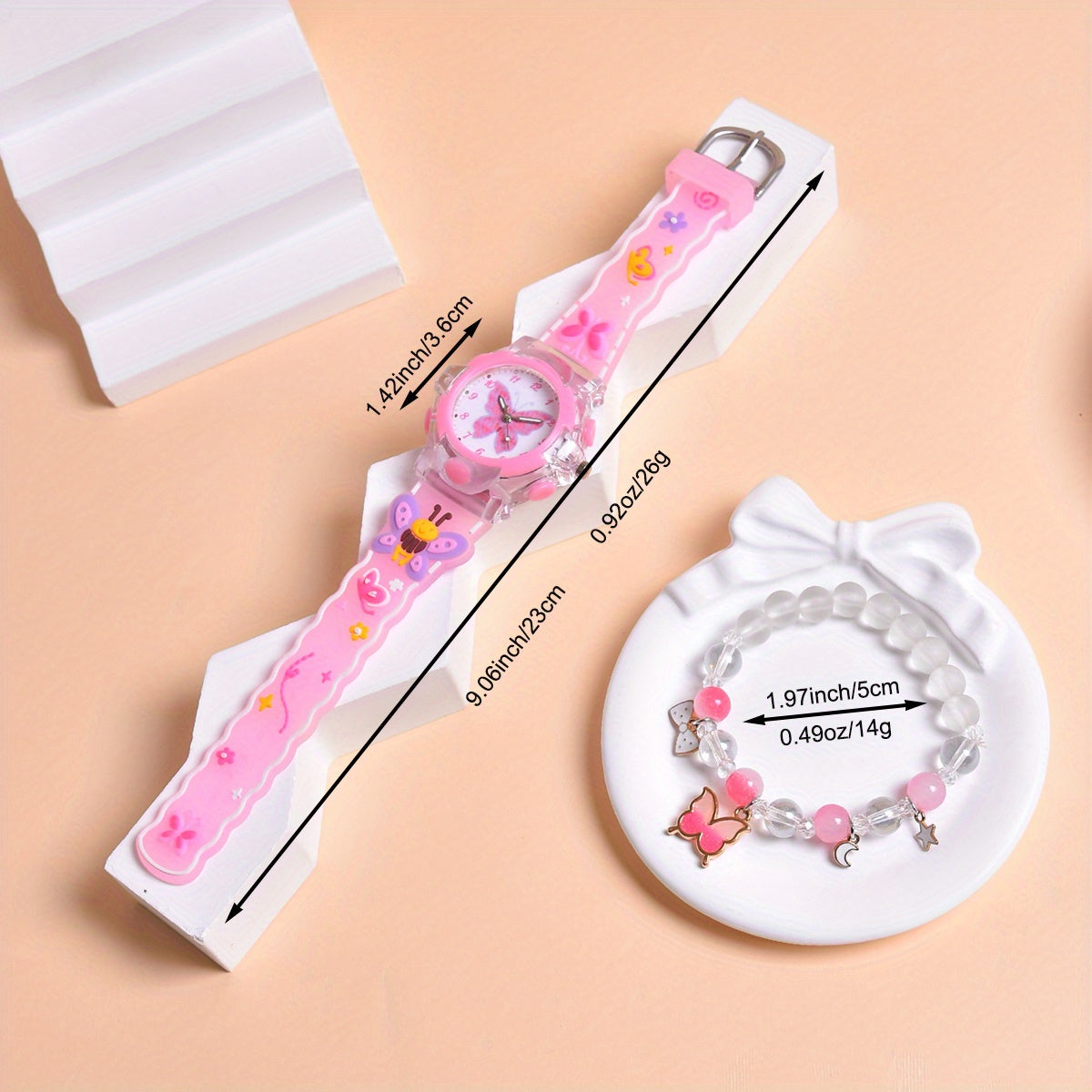 Kids 3D Silicone LED Flash Luminous Quartz Watches Set