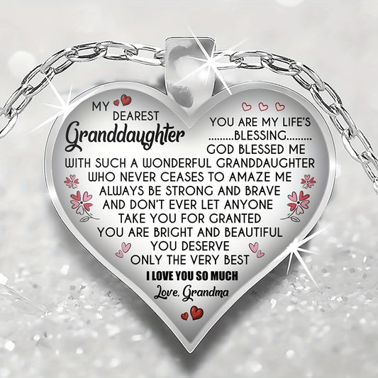 Heart Pendant Necklace Holiday Party Gift For Granddaughter