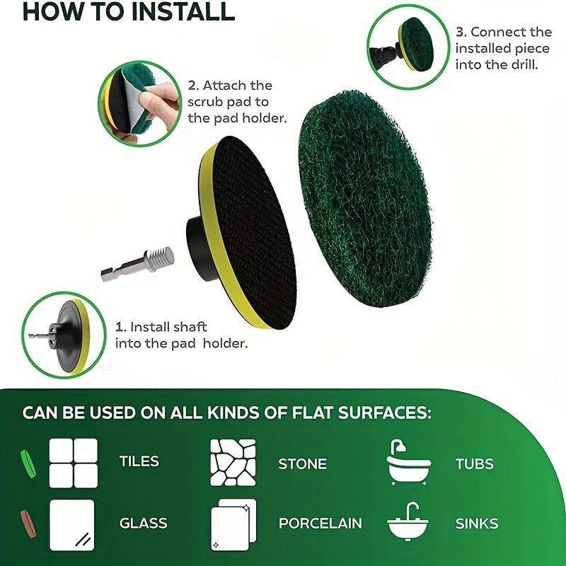 8pcs Drill Power Brush Tile Scubber Cleaning Kit