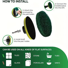 8pcs Drill Power Brush Tile Scubber Cleaning Kit