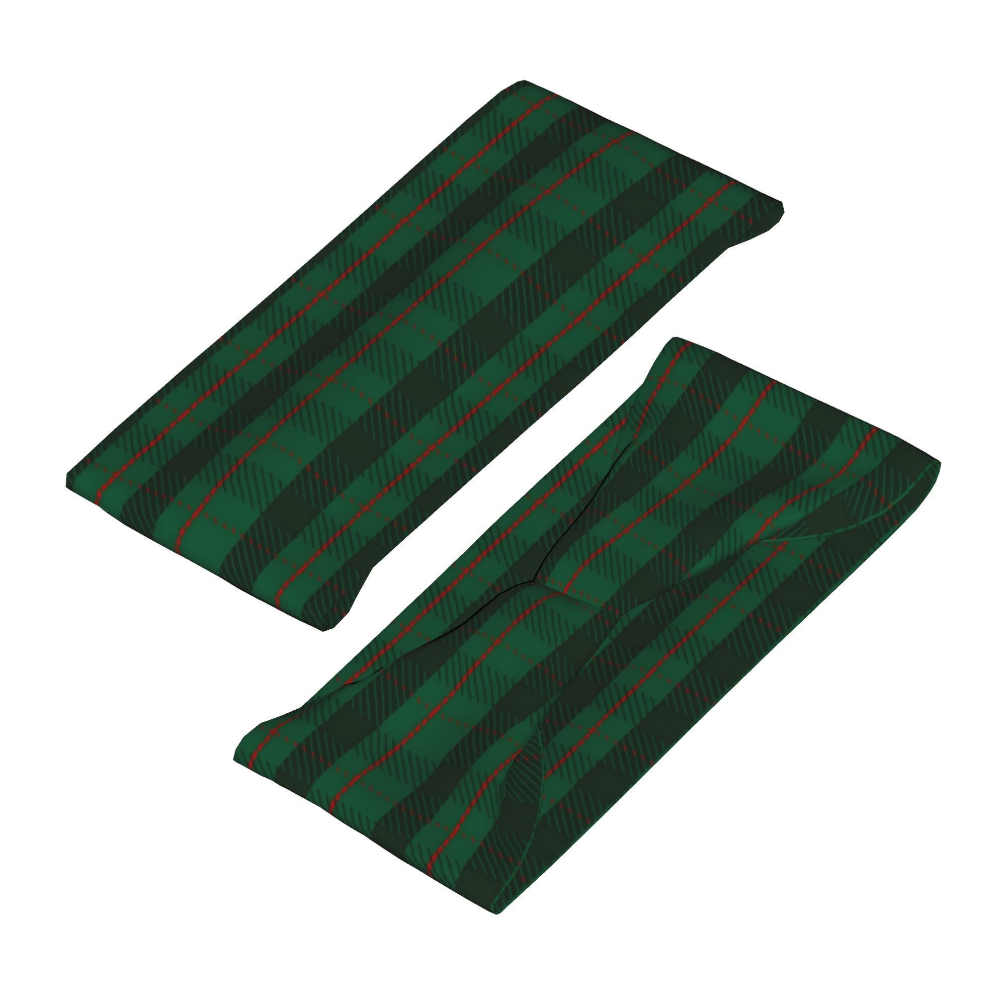 Men's Vintage Plaid Headband Green & Red Striped