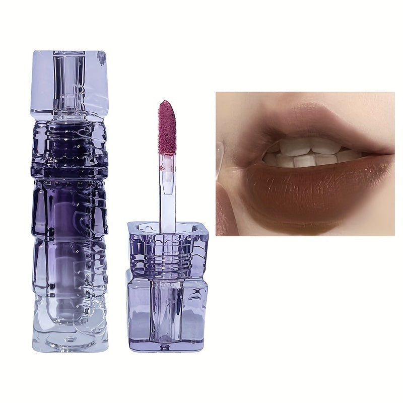 Matte Lip Glaze & Brown Lip Contouring Gloss, Plumping Effect, Transparent Tube