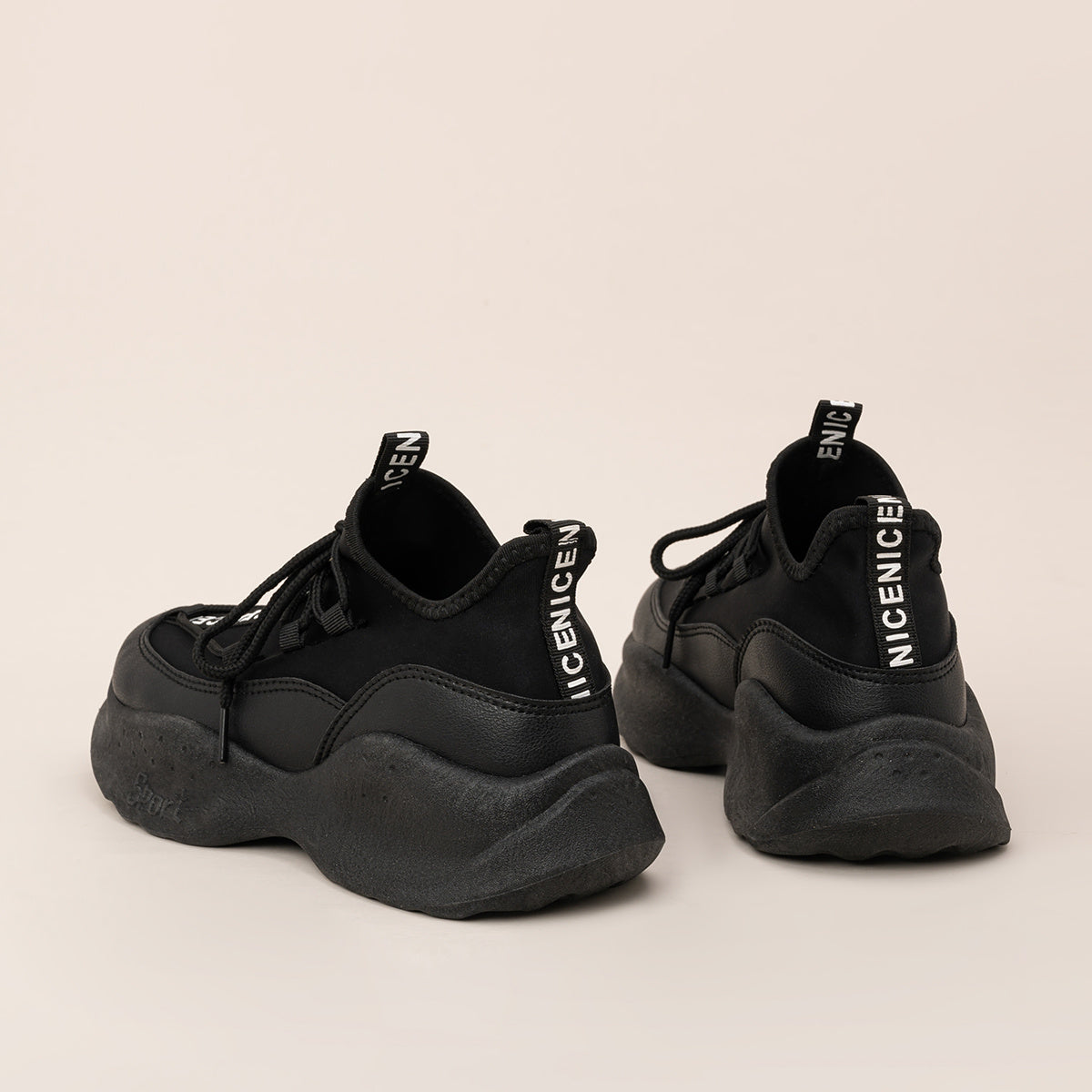 Thick Sole Chunky Shoes Letter Lace up Sneakers Women's Footwear