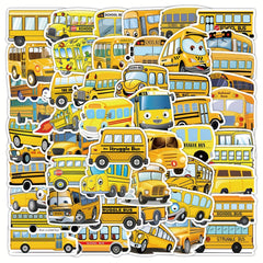 53pcs Animation Bus Waterproof Vinyl Stickers for DIY Phone Cases & Suitcases
