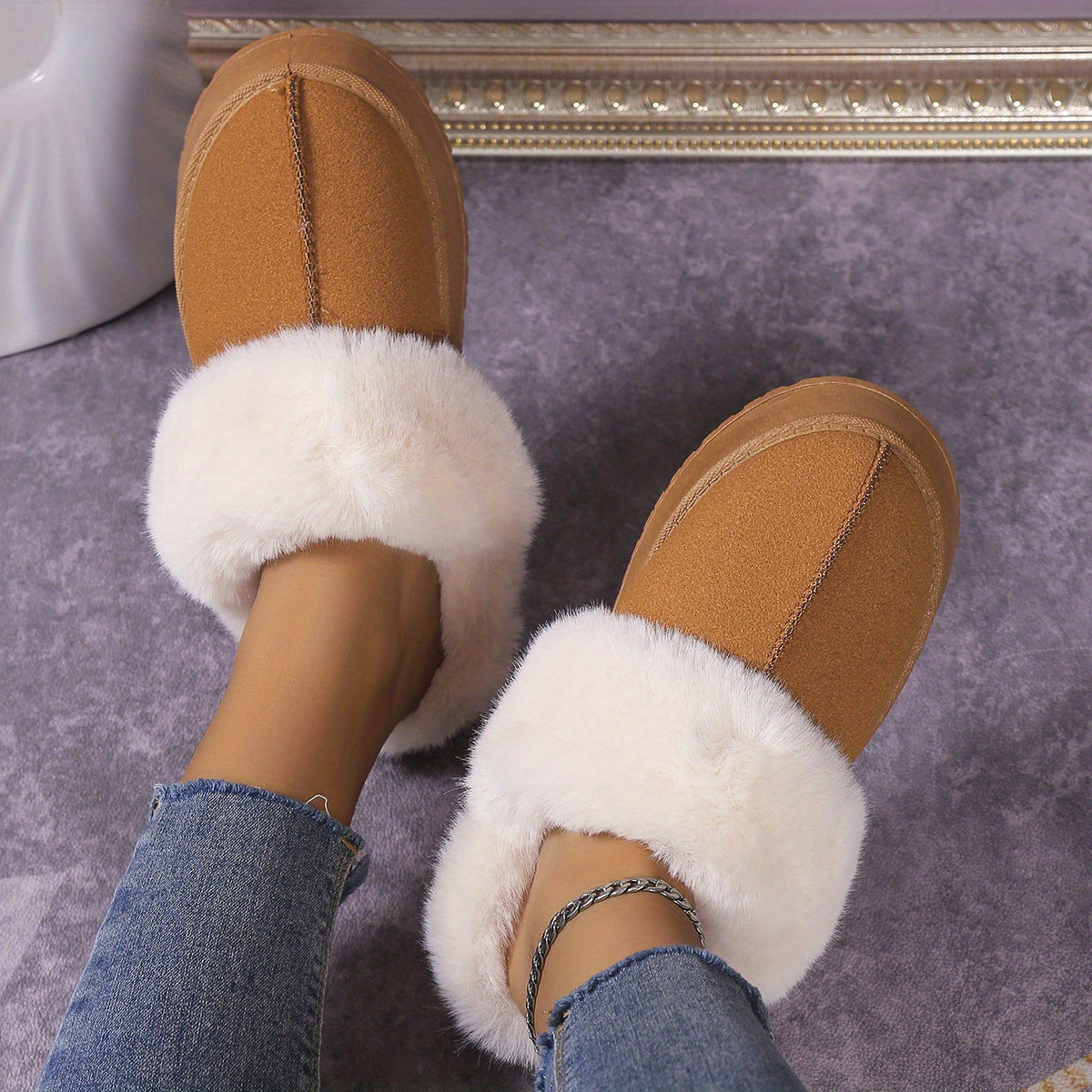 Women's Plush Snow Boots Lightweight Casual Platform Shoes