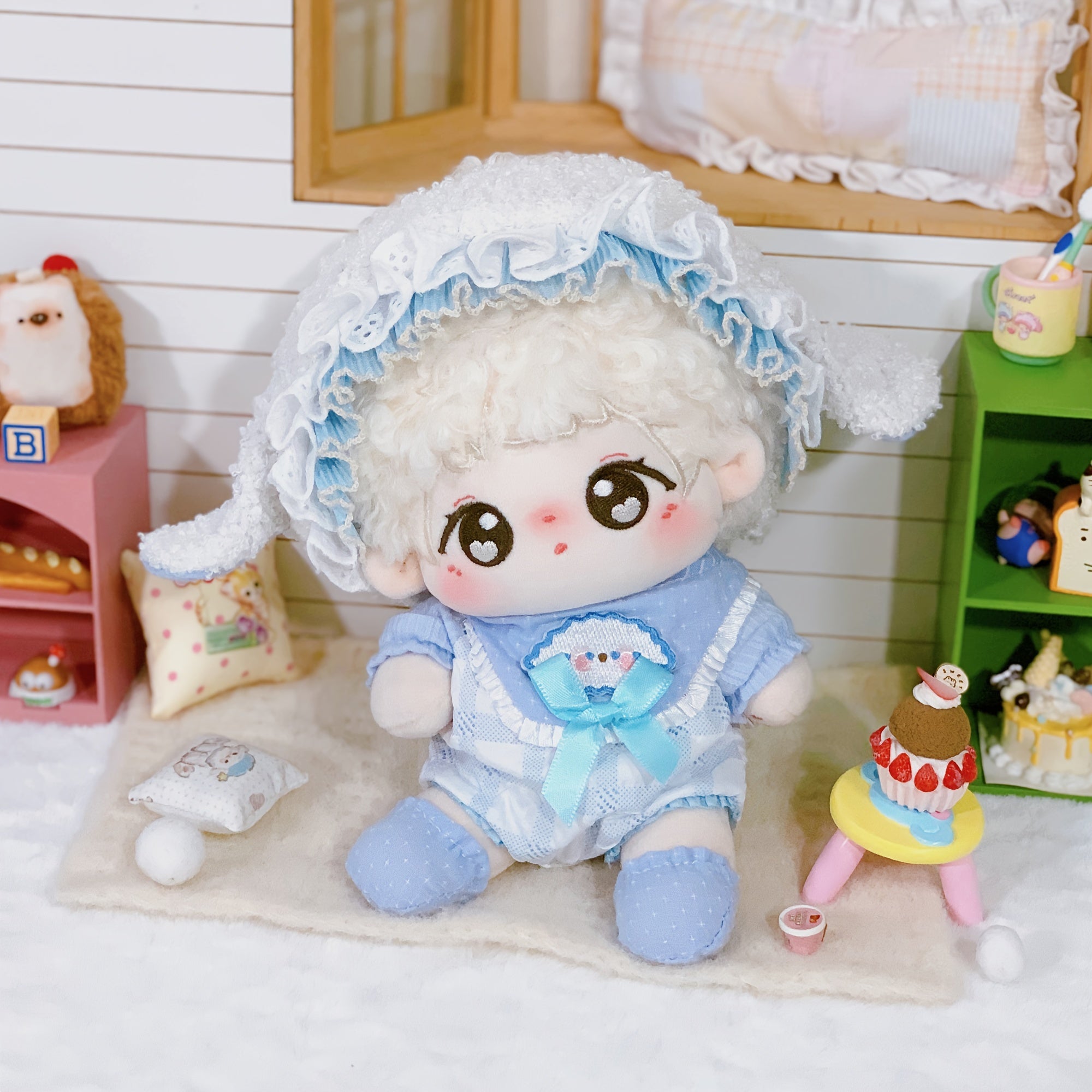 Sheep Doll Clothes Set - Jacket, Headband, Bib, Socks