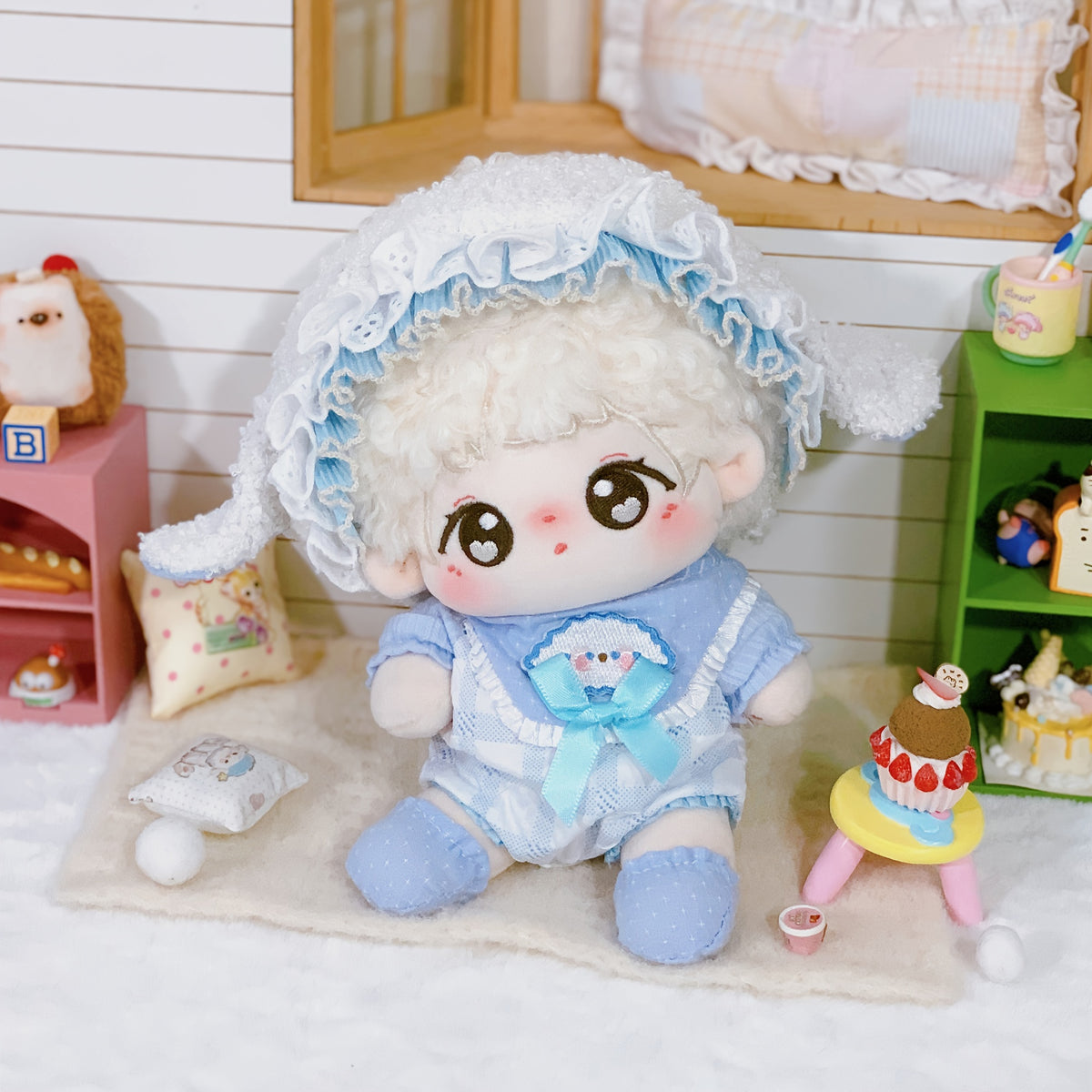 Sheep Doll Clothes Set - Jacket, Headband, Bib, Socks
