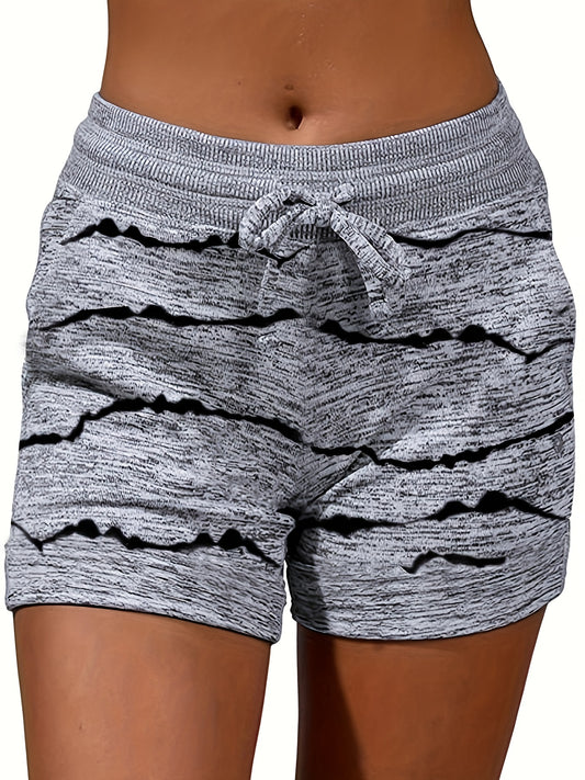  Colorblock Stripe Print Skinny Stretch Leggings Shorts