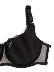  Sexy Leopard Print Lace Underwire Unlined Bra