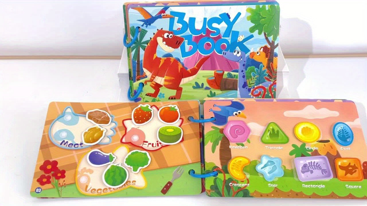 Kids' Sensory Activity Busy Book with Animals & Dinosaurs