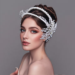 Handcrafted Pearl & Beaded Bridal Headband Wedding Hair Accessory